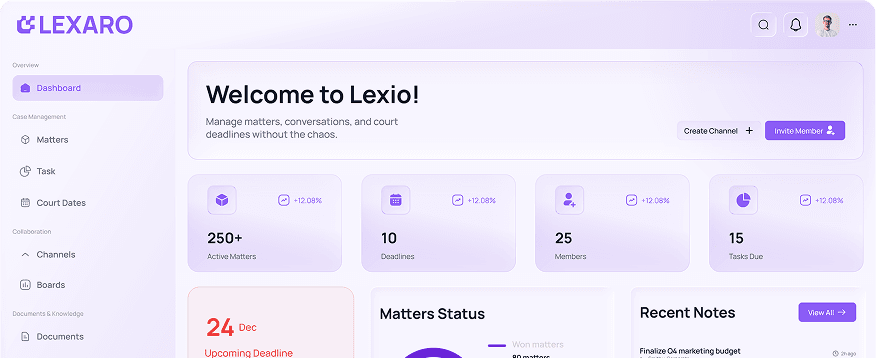 Lexio  dashboard preview